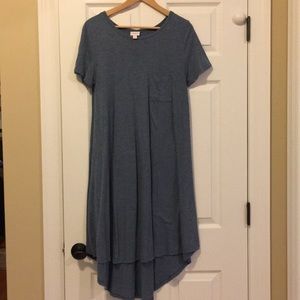 Chambray colored knit dress from LuLaRoe.